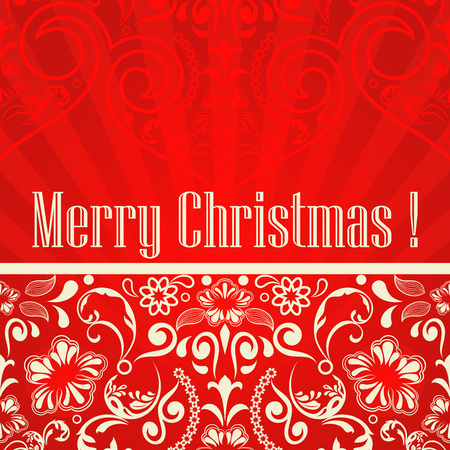 Christmas red floral vector background with copy space.のイラスト素材
