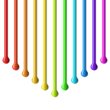 Colorful drops arrow shaped drip down isolated on white background.のイラスト素材