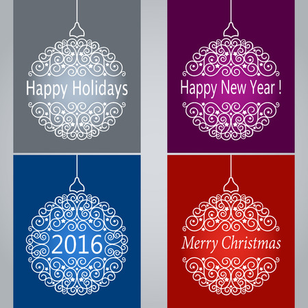 Simple floral Christmas balls decoration vector template.のイラスト素材