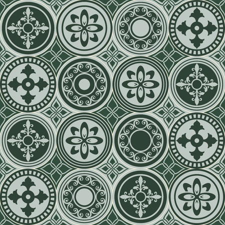 Seamless vintage ornate circles vector pattern.のイラスト素材