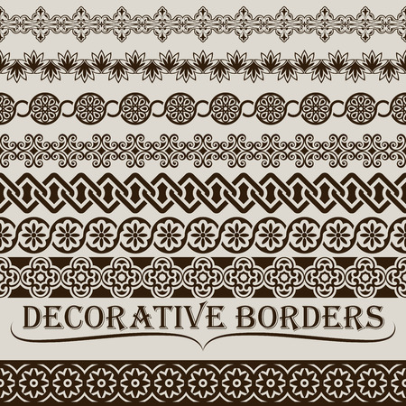 Seamless vintage border vector ornaments.のイラスト素材