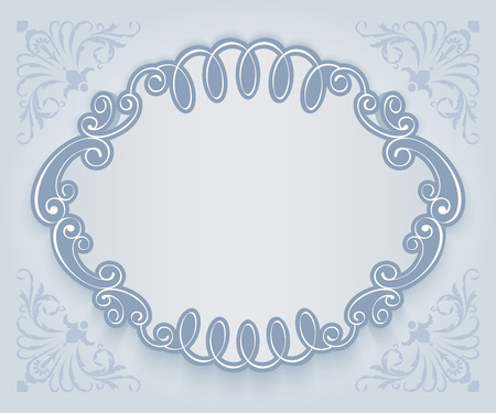 Simple vintage white square frame with grey blue background vector template with copy space.のイラスト素材