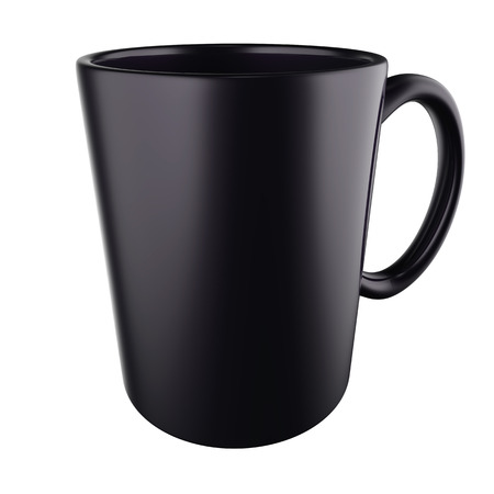 Black mug isolated on white background 3D rendering.の写真素材
