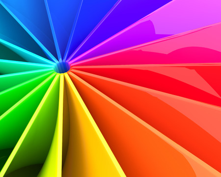Abstract colorful 3D deformed glossy sheets background. 3D illustration.の写真素材