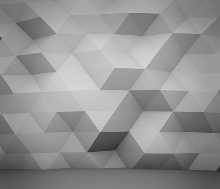Abstract white polygon wall 3D rendering background.の写真素材