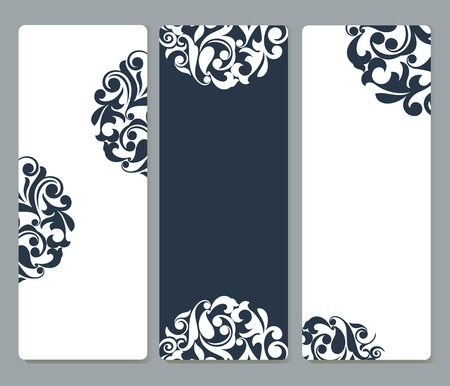 Floral cards with rounded corners vector template set with copy space.のイラスト素材