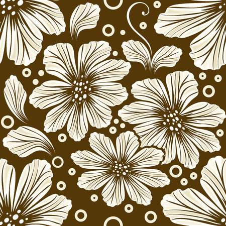 Seamless brown cosmos flower vector background.のイラスト素材
