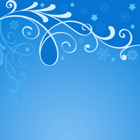 Abstract Christmas blue winter frosted branch ornament card with copy space. Christmas greeting card vector template.のイラスト素材