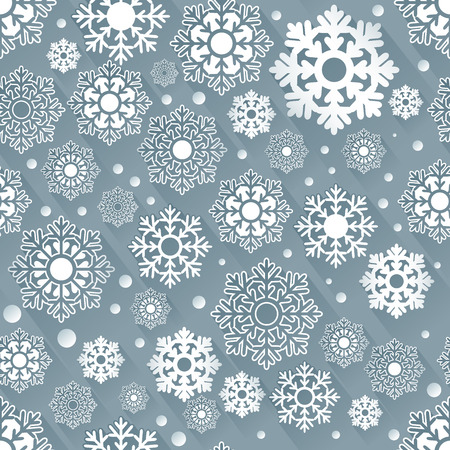 Seamless snowflake vector background with 3D effect. Christmas winter pattern.のイラスト素材
