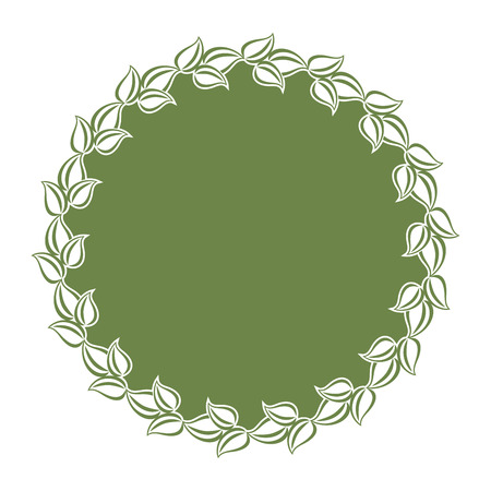 Green frame with leaves border vector design.のイラスト素材