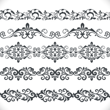 Seamless floral border vector template. Ornament repeating divider.のイラスト素材