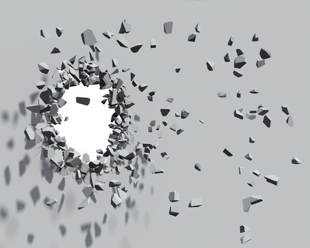 White wall break through 3D rendering.の写真素材