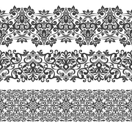 Seamless floral vertical border vector template. Ornament repeating divider.のイラスト素材
