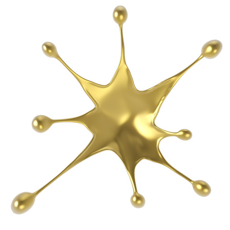 Gold splash isolated on white background. 3D rendering.の写真素材
