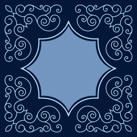Dark blue card with copy space and swirls ornament vector illustrationのイラスト素材