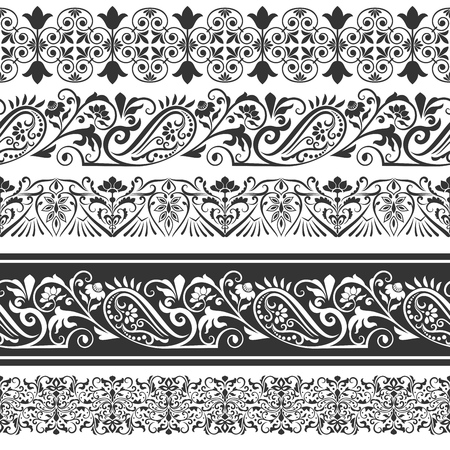 Seamless floral vertical border vector template. Ornament repeating divider.のイラスト素材