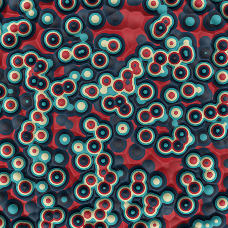 Colorful topographic dented surface background. Color painted rings backdrop. 3D rendering.の写真素材