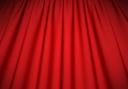 Closed red theater curtain background. Entertainment backdrop. 3D rendering.の写真素材
