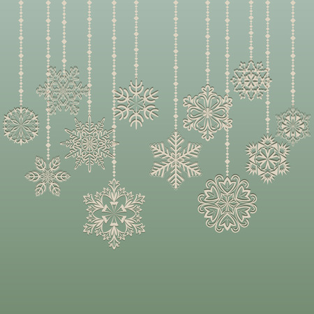 Christmas hanging snowflakes vector background with copy space.のイラスト素材