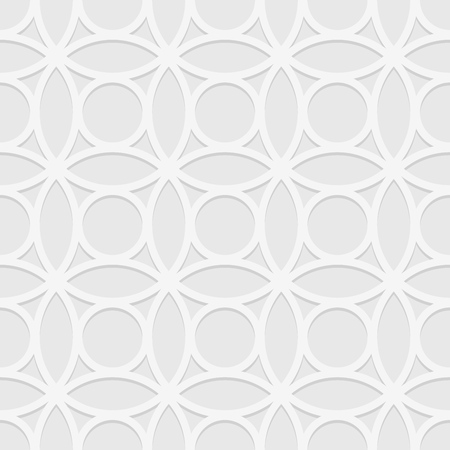 White paper cut ornament background. Bright white wallpaper with circular pattern. Vector illustration.のイラスト素材