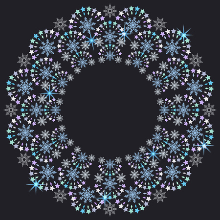 Glittering Christmas card with snowflake shapes vector illustration. Retro winter design.のイラスト素材