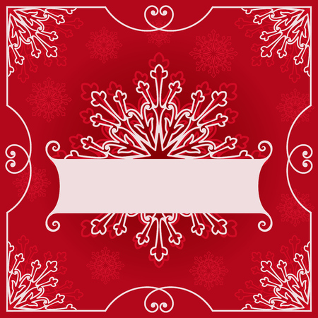 Red Christmas greeting card with snowflake ornament. Greeting cards template. Vector Illustration.のイラスト素材