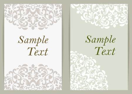 Vintage cards with border round floral decoration ornaments. Vector illustration.のイラスト素材