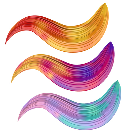Colorful brush stroke set isolated on white background. Vector illustration.のイラスト素材