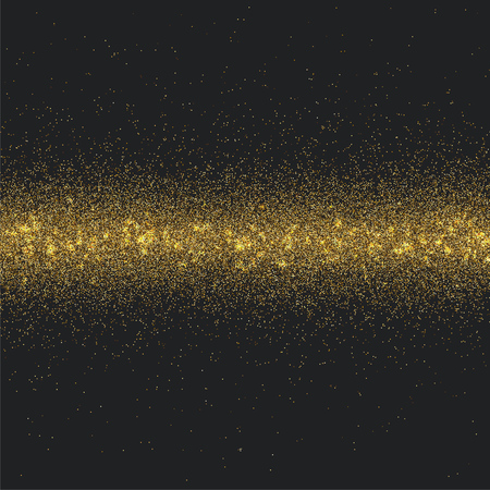 Stripe of gold tinsel on black background. Festive gold dust background. Vector illustration.のイラスト素材