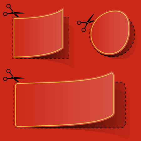 Blank red advertising coupon cut from sheet of paper.のイラスト素材