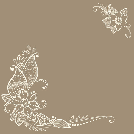 Vintage card with corner floral decoration. Vector illustration.のイラスト素材
