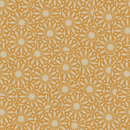 Beige and yellow simple round shapes pattern. Modern wallpaper design. Vector illustration.のイラスト素材