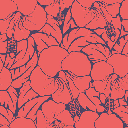 Seamless red flower vector background. Floral wallpaper pattern. Vector illustration.のイラスト素材
