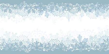 Abstract Christmas snowflake banner design. Background with gray snowflakes and white copy space. Vector illustration.のイラスト素材