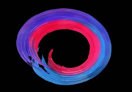 Colorfull thick oil paint swirl 3D object isolated on black background. Color design element. 3D rendering.の写真素材