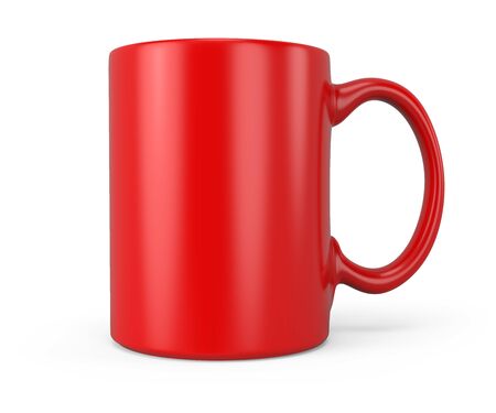 Red tea or coffee mug side view. 3D rendering.の写真素材
