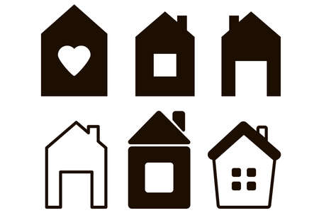 Silhouettes of houses in modern style. Black silhouette icon. City skyline. House icon. Stock imageのイラスト素材