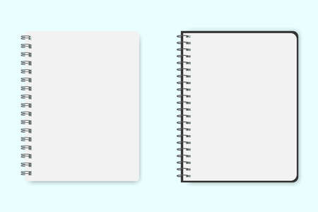 Blank sheet of notepad or notebook. Vector layout of two pages of paper. School paper template for notes. Stock Photo.のイラスト素材