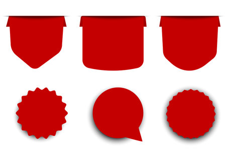 Vector red blank badge for price. Set of stickers and labels of various shapes.のイラスト素材