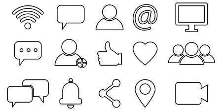 Message icon. Social conversation set. Telephone symbol. Speaker icon set. Information icon. Vector illustration. Stock image.のイラスト素材