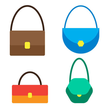 Ladies handbag color icon. Modern style. Shopping time. Womens style. Handbag embleme. Vector illustration. Stock image.のイラスト素材
