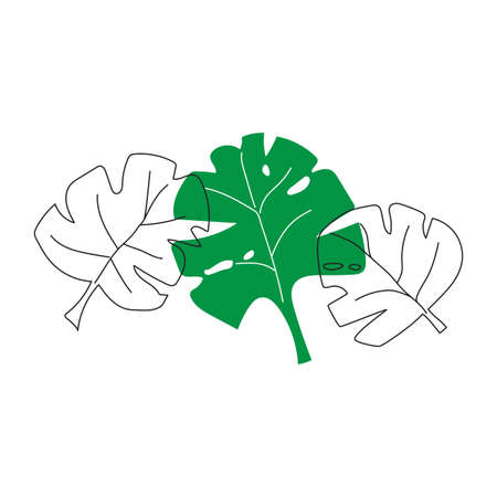 Palm leaves. Exotic wallpaper. Nature background. Garden green bush. Textile design. Vector illustration. Stock image.のイラスト素材