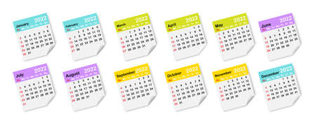 2022 wall sticker calendar. Simple flat sign. Business background. Organizer concept. Vector illustration. Stock image.のイラスト素材