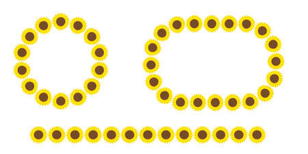 Circles and line from sunflower. Modern art. Agriculture background. Simple flat design. Vector illustration. Stock image.のイラスト素材