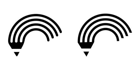 Set of semicircles from pencil. Hand draw. Geometric icon. Art design. Vector illustration. Stock image.のイラスト素材