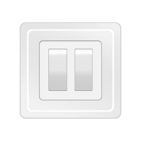 Double wall switch. Electric power. Flat button. Lamp light. Plastic home element. Vector illustration. Stock image.のイラスト素材