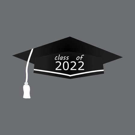 Senior 2022. Graduation ceremony logo. Illustration of graduation from college school institute. Vector illustration. Stock image.のイラスト素材