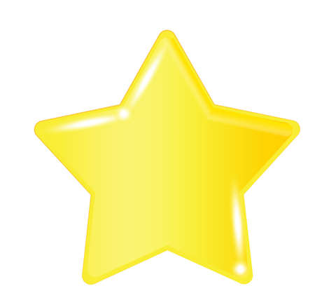 Yellow star in cartoon style. Doodle style. Winner award. Vector illustration. Stock image.のイラスト素材