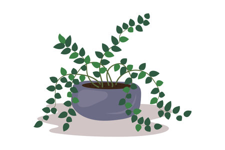 Home plant in flowerpot. Realistic icon. Interior garden. Creative design. Cartoon art. Vector illustration. Stock image.のイラスト素材