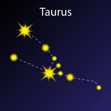 Taurus constellation. Night star sky. Abstract art. Horoscope symbol. Blue background. Vector illustration. Stock image.のイラスト素材